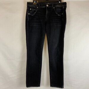 AMO Kate Jeans Mid-Rise Straight Leg 28 Muted Black Ink